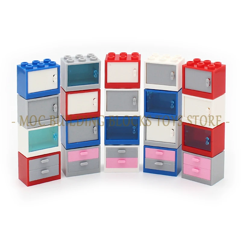 MOC Brick 4532 4533 4536 Cupboard Cabinet Door Drawer City Furniture Accessories Series Building Block Compatible Particles Toys