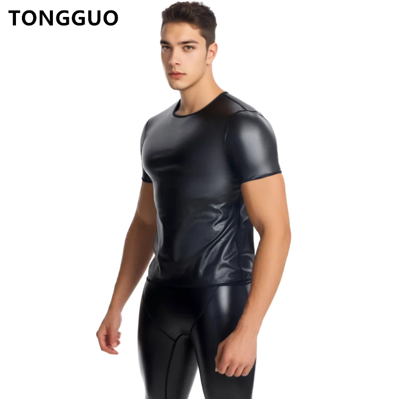 

New style Black Short Sleeve Leather Tshirt Slimming Underwear Body Shapers Waist Trainer Corsets Tummy Belly Shapewear Shirt