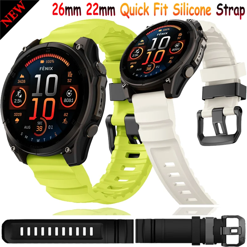 26mm 22mm Schnellwechsel-Silikonarmband für Garmin Quatix 8 Tactix 8 Fenix 8 51mm 47mm Armband Forerunner 970/965 Instinct 3 50/45mm