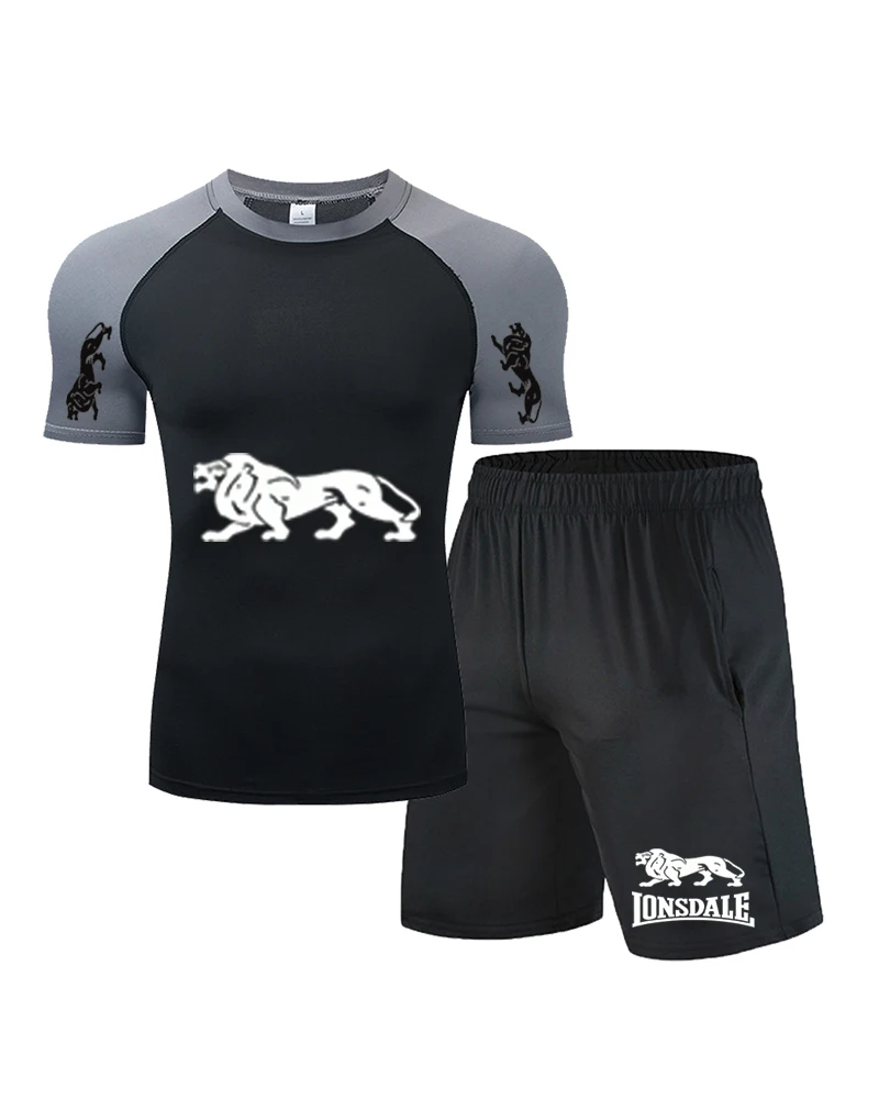

Summer T-shirt two-piece set with quick drying collar, sports and casual T-shirt shorts