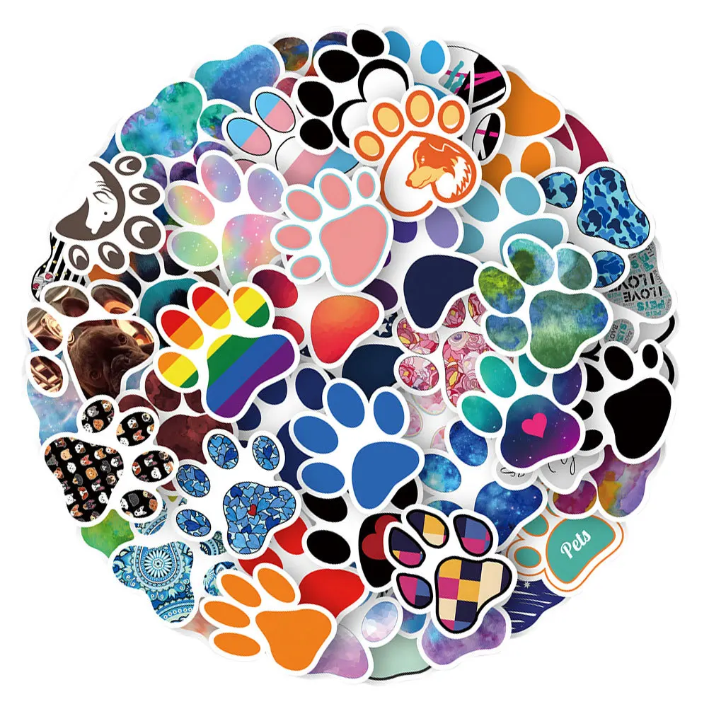

60Pcs Dog Paw Pattern Sticker Peel and Stick Decals for Scrapbook Notebook Laptop Water Bottle Suitcase Decoration