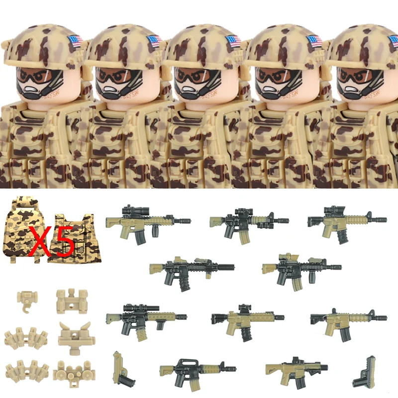 Military Special Police Assault Team Army Building Blocks US SEAL German KSK Special Forces Soldier Figure Weapons Brick Toys