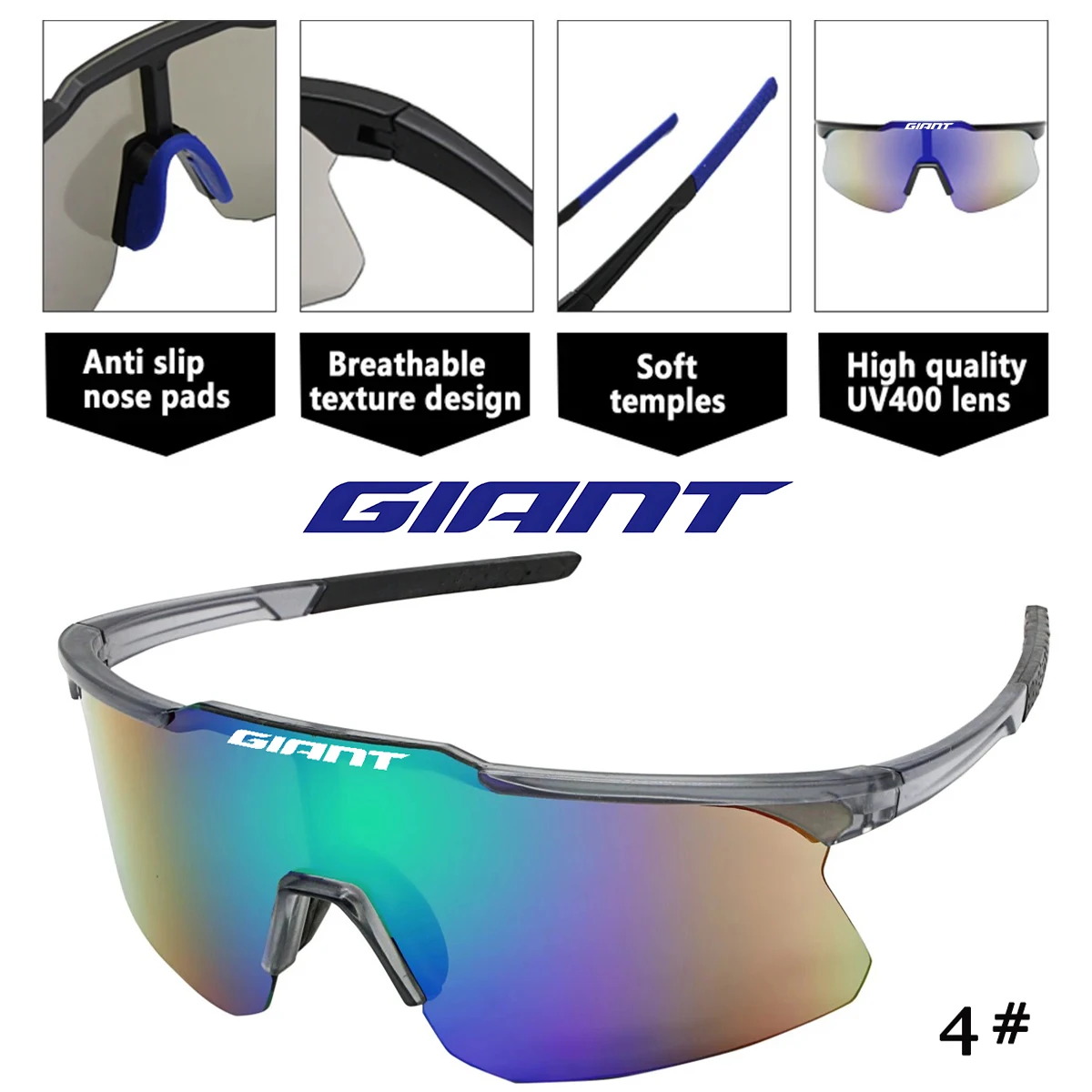 GIANT Top Seller Cycling Glasses UV400 Anti Fog REVO Lenses HD Clarity CE/ANSI Certified Cateye Design MTB/Road Bike man women