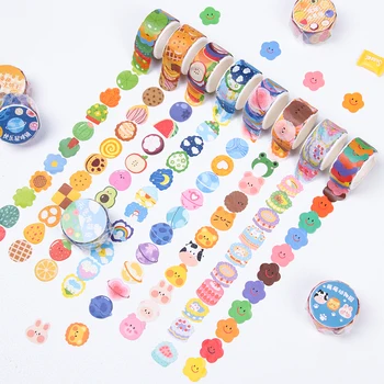 100 adet/paket Kawaii meyve hayvanlar nokta Washi çıkartmalar yırtılabilir yapışkan kağıt defter dekoratif çıkartmalar