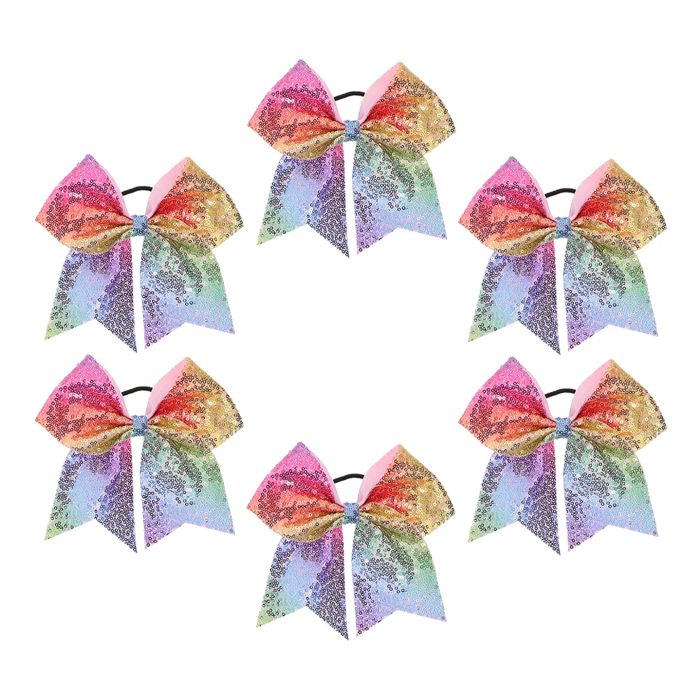 

6 Pcs Sequin Bow Headband Sports Hair Ties Cheerleaders Signature Accessories for Girls Giant Miss