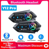 Auriculares Bluetooth para casco de motocicleta Y12 Pro, intercomunicador de distancia de 500M IP56, asistente de voz resistente al agua y al polvo, mezcla para compartir música
