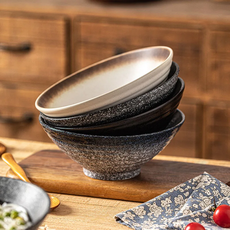 8 inch Ceramic Japanese Ramen Bowls, 30oz Large Noodle Soup Bowl for Udon, Vietnamese Pho - Soup Bowl with Unglazed Bottom