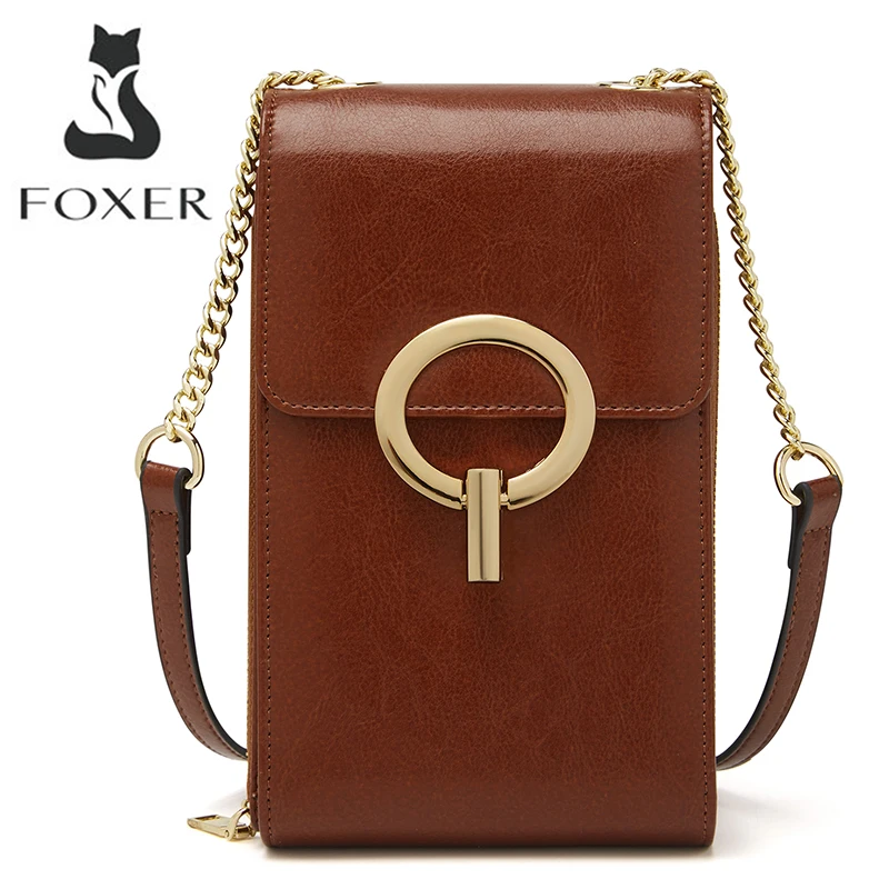 FOXER Vertical Cell Phone Bag Girl's Fashion Crossbody Bag High Quality Small Flap Messenger Bag Female PU Leather Shoulder Bags