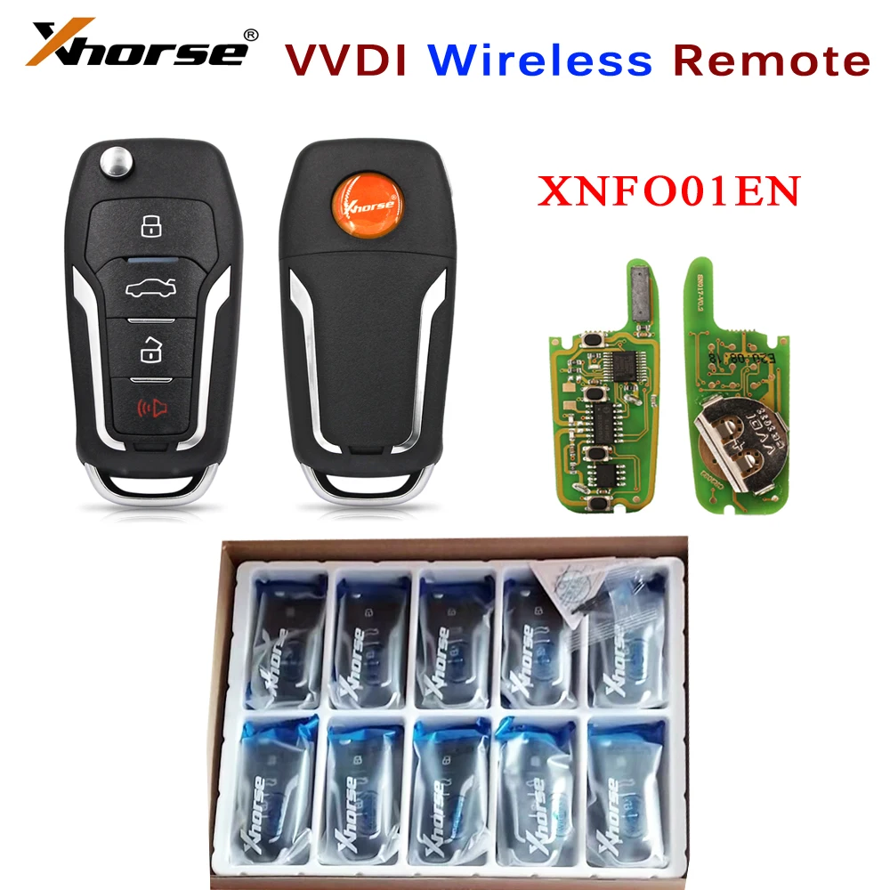 

5Pcs /10Pcs Xhorse VVDI Wireless Universal Remote XNFO01EN Car Key For Ford English Version for VVDI2 VVDI Key Tool