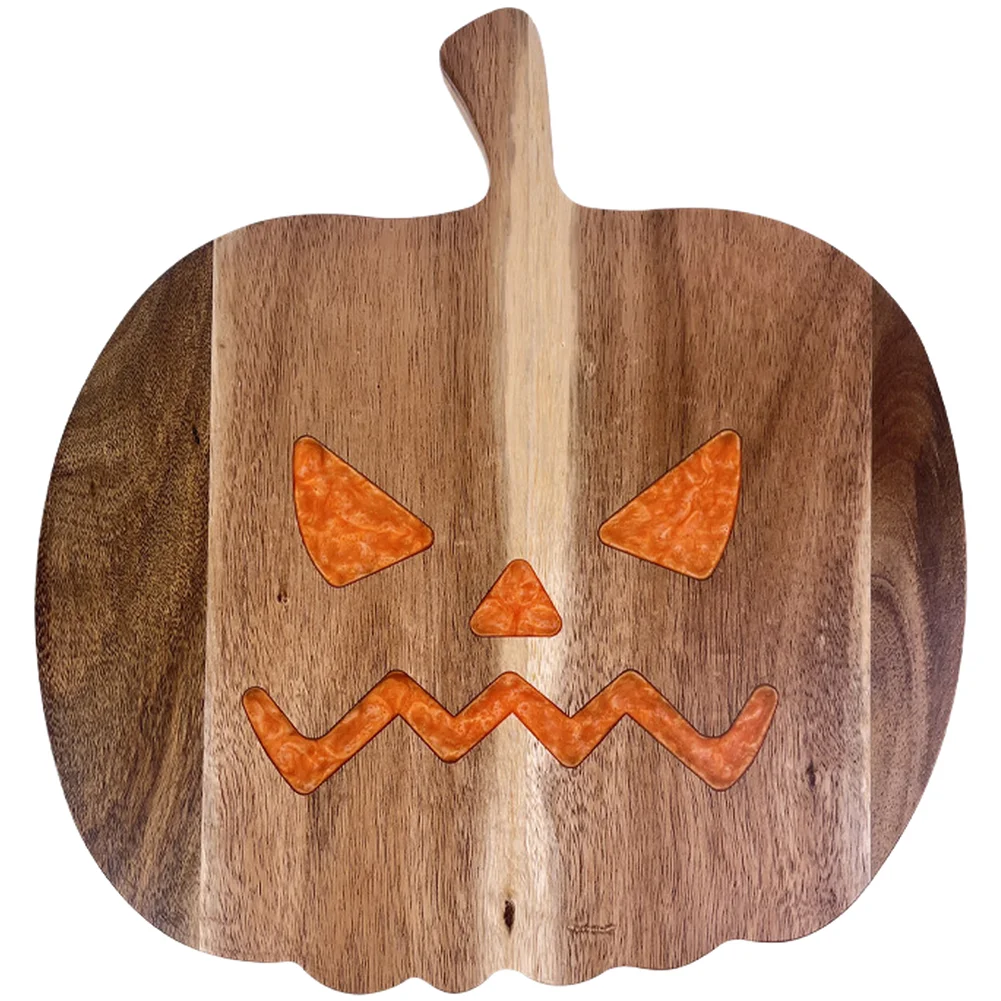 Resin Acacia Wood Pumpkin Cheese Board for Steak Cutting Serving Halloween 27.5 x 30 x 1.5 cm Scratch Resistant