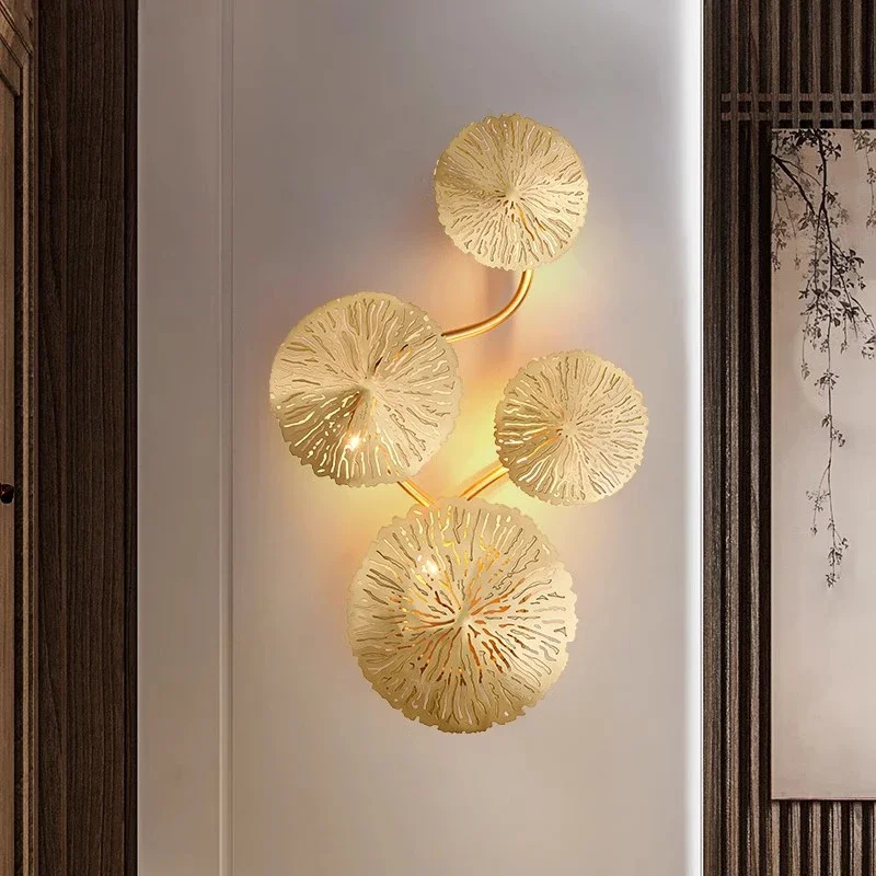 

Modern Led Wall Lamp Living Room Bedroom Bedside Aisle Home Decor Indoor Sconce Lighting Lotus Leaf Art Indoor Wall Lamp