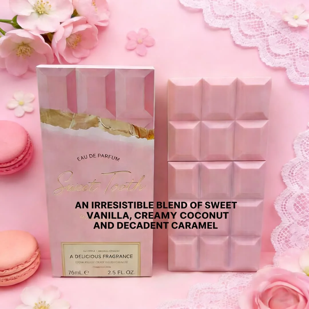 

Sweet Tooth EDP | Chocolate bar-shaped bottle, rich chocolate-vanilla notes, cozy vibe