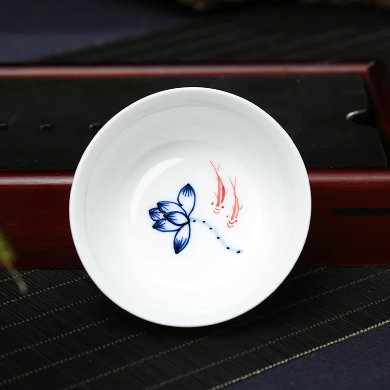 Jingdezhen Pure Hand Drawing Blue and White Porcelain Cup Single Ceramic Kung Fu Small Tea Bowl