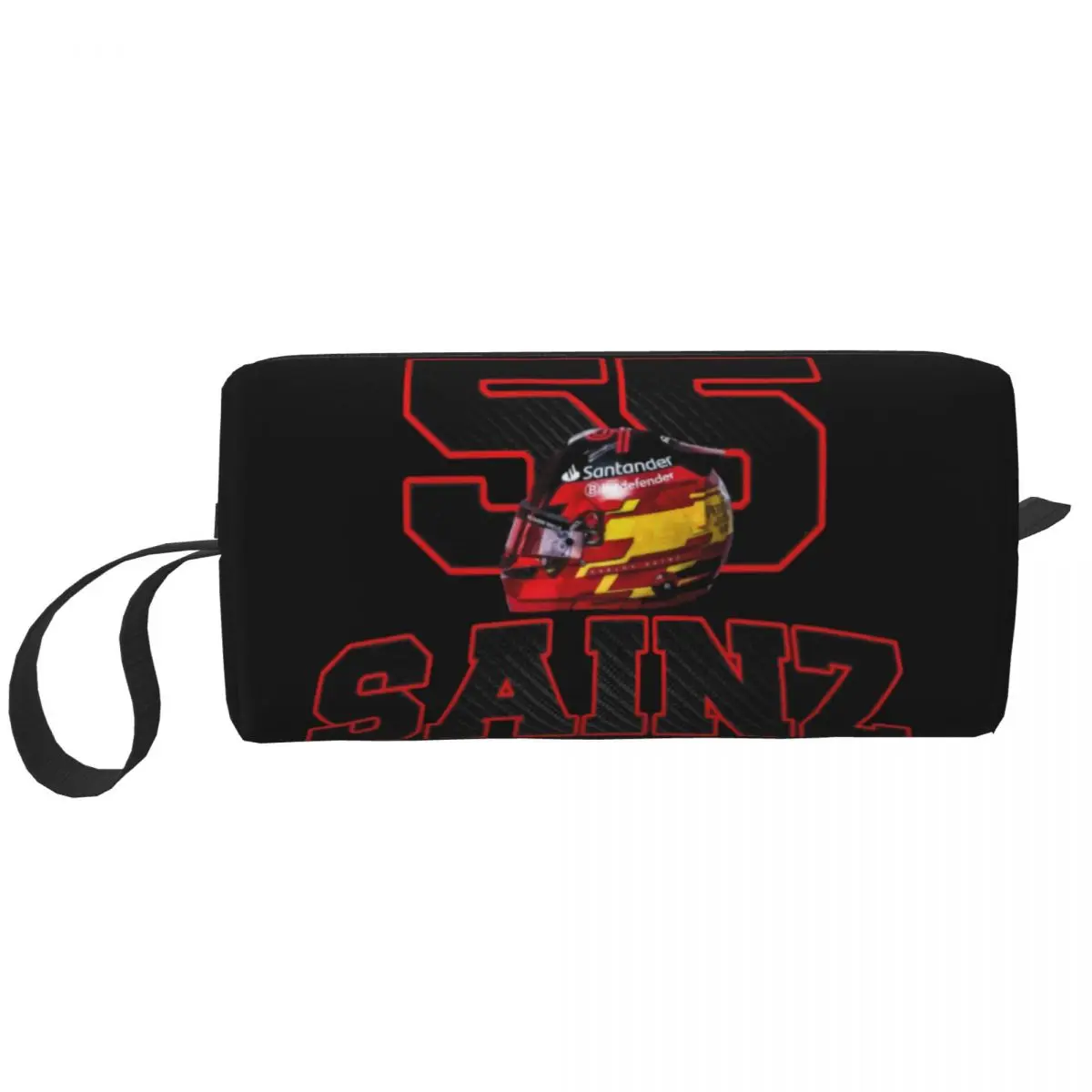 Custom Carlos Sainz 55 Racing Driver Helmet Makeup Bag Women Travel Cosmetic Organizer Storage Toiletry Bags Doop Kit Case Box