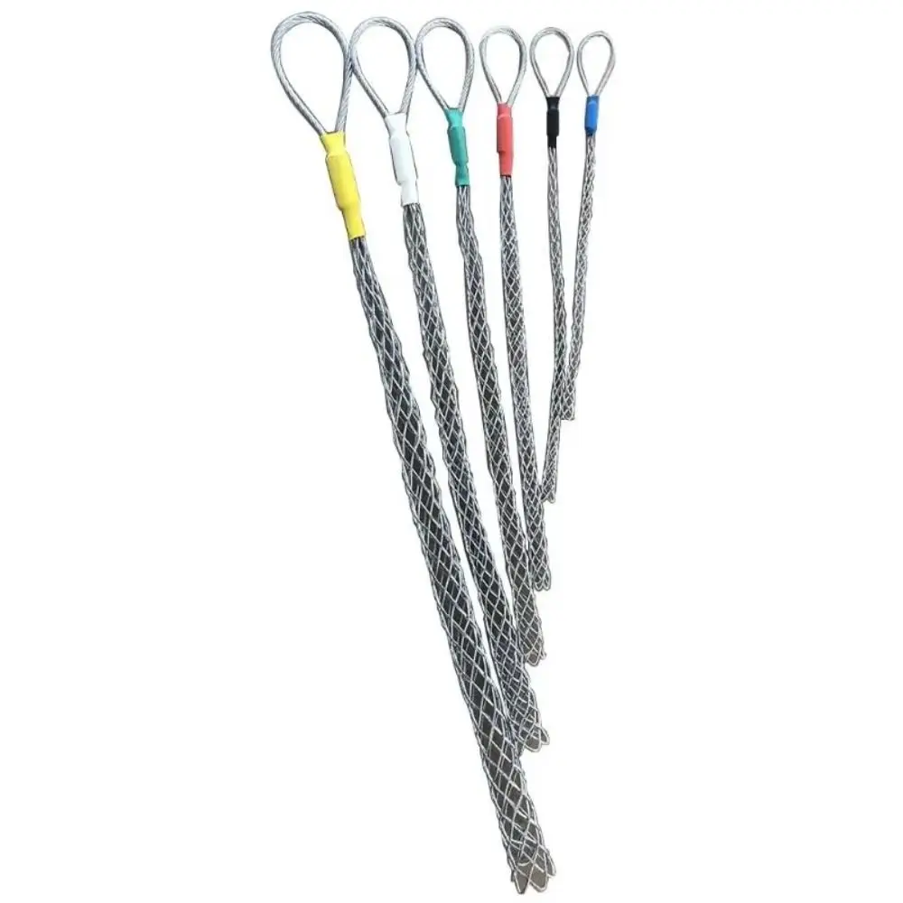 Galvanized Metal Cable Pulling Socks Anti-Slip Design Steel Mesh Wire Grips Multi-size Flexible Eye Pipe Conduit Puller