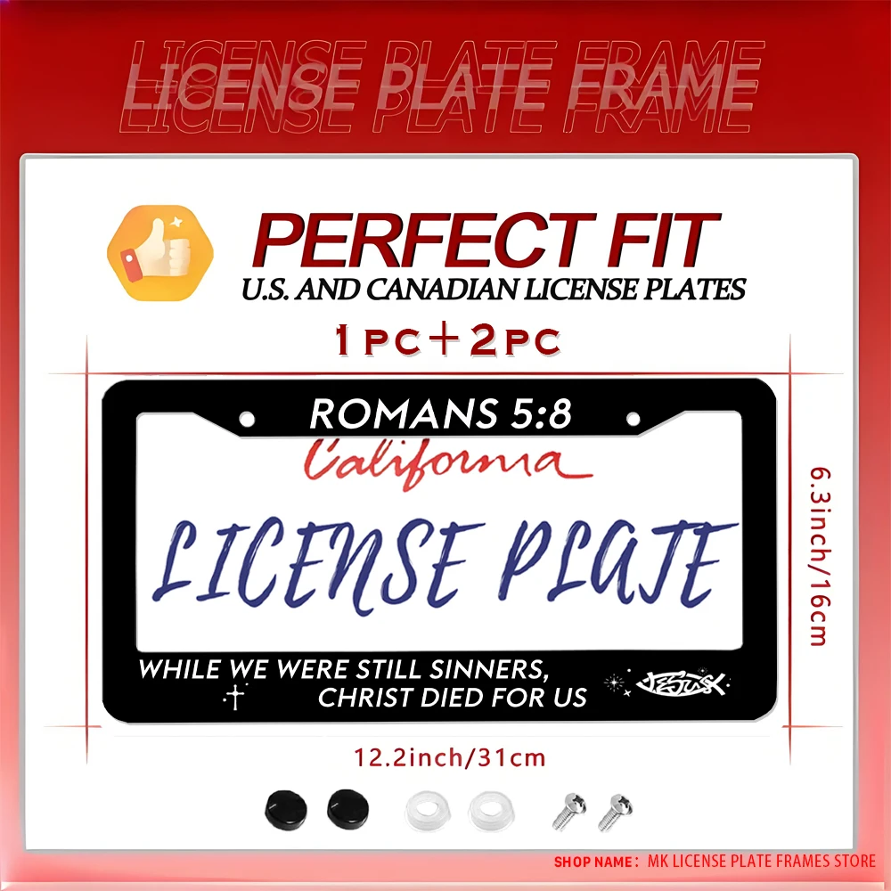 

Черная новинка автомобиля — декоративная рамка номерного знака с двумя отверстиями и принтом библейских стихов, изготовленная из алюминия, поставляется с комплектом винтов