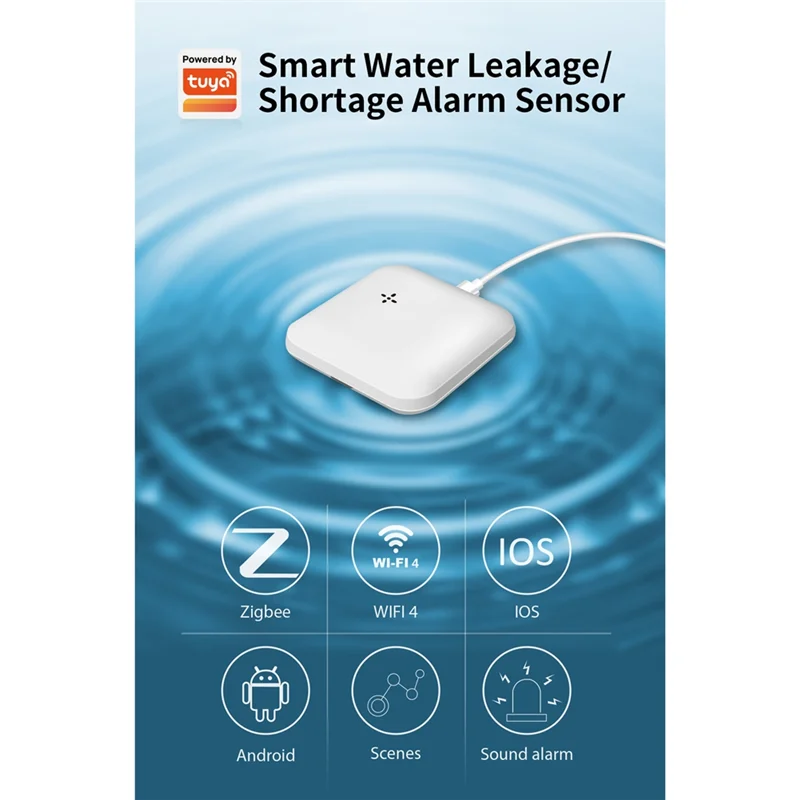 ABZZ-Smart Water Leakage Shortage Alarm Sensor Smart Water Leak & Flood Detector Water Sensor Smart Notification App