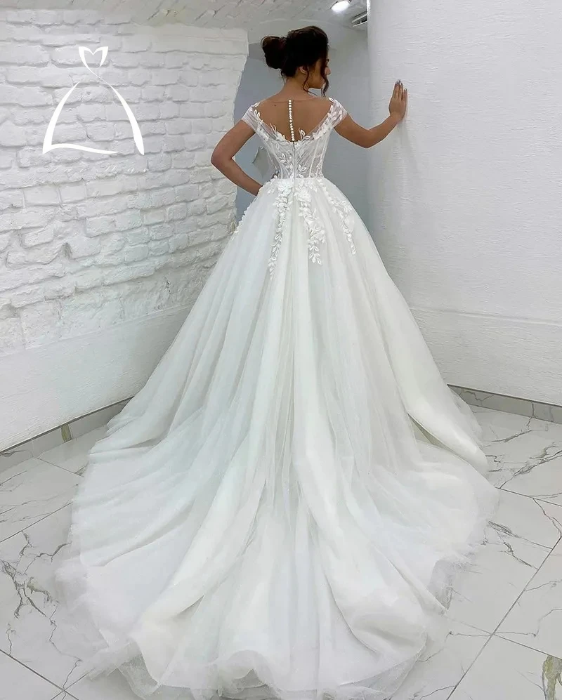 Haohao Princess Wedding Dresses Off Shoulder 3D Lace Applique Ladies Sleeveless Boho Bridal Gowns Vestido De Novia Custom Mariée