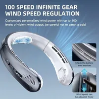 5000mAh Portable Mini Hanging Neck Fan Bladeless Neckband Fan Digital Display Power Air Cooler USB Rechargeable Electric Fans