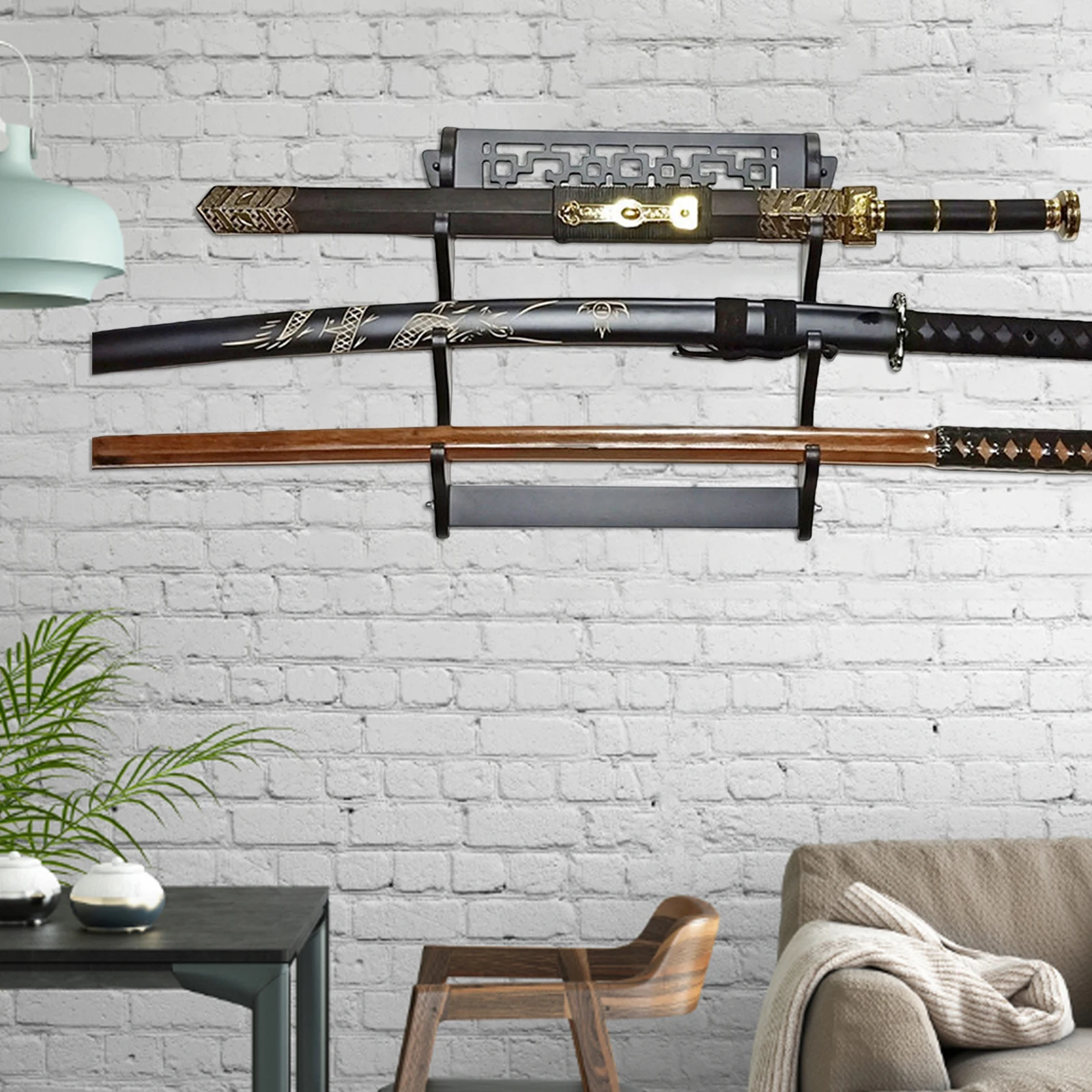 

2/3/4 Tiers Sword Holder Wall Mount Samurai Sword Stand Display Katana Wakizashi Tanto Wall Hanger Sword Flute Display Rack