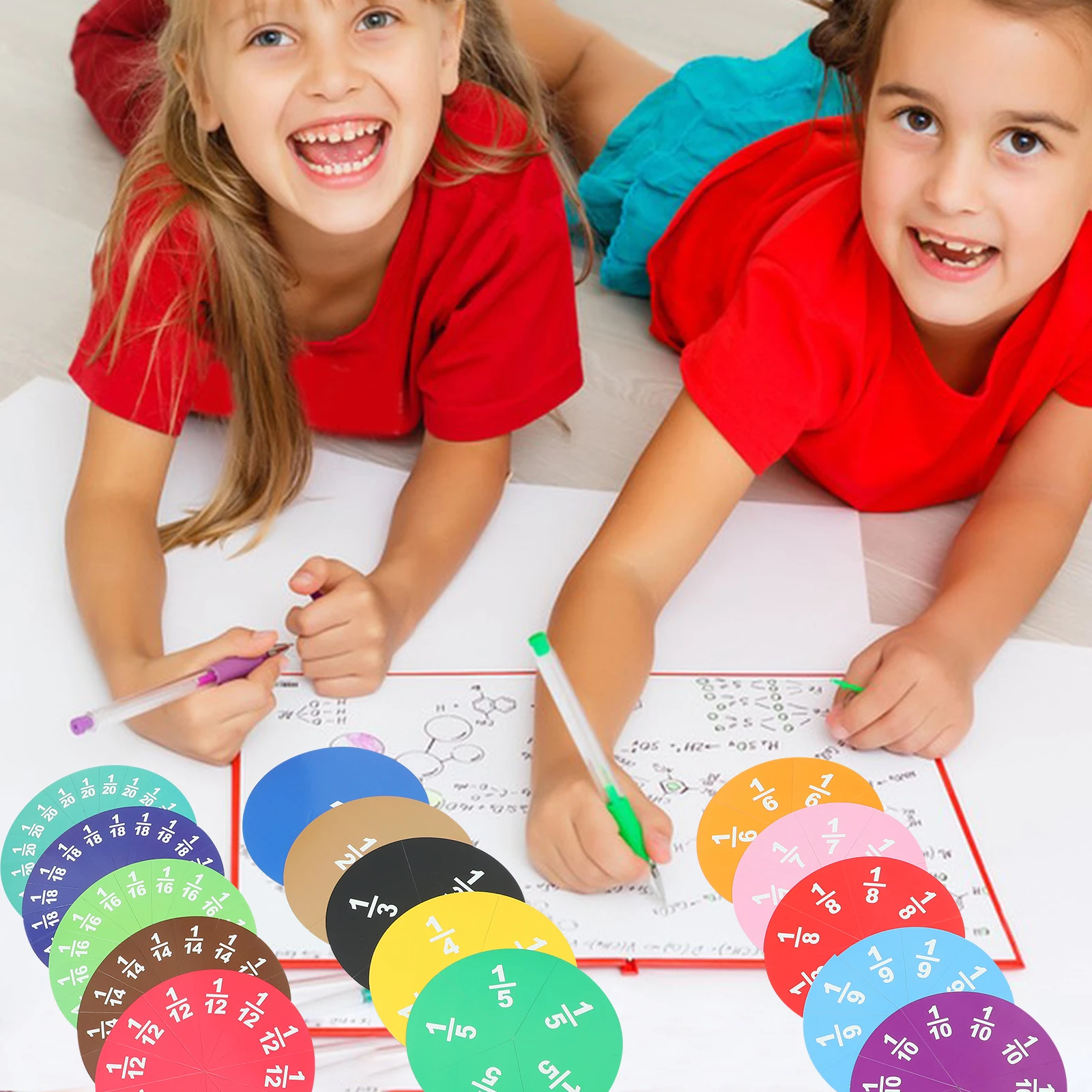 1 set Fraction Tile Math Teaching Aids For Fraction Circles Classroom Kit Students Accessories Educational Math Fractions