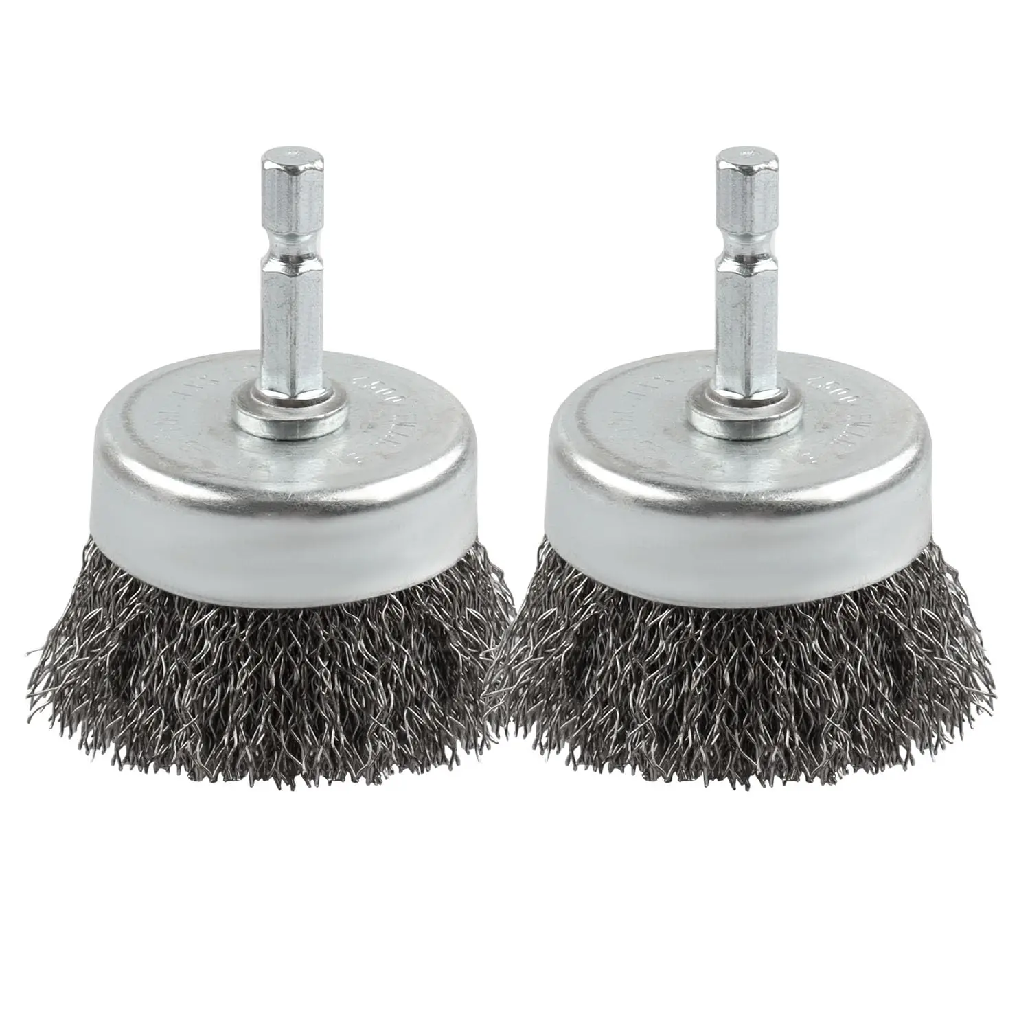 

2 Pack Wire Brush Set for Drill, 1/4 Inch Hex Shank, 0.010 Inch Coarse Carbon Steel Drill Brush, Rust Removal - 2 Inch