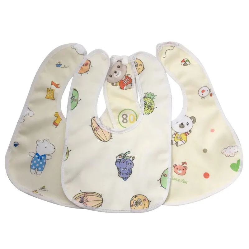 3 Pcs Pack Color Random Washable Waterproof Children Kid Double Layer Super Soft Baby Bib