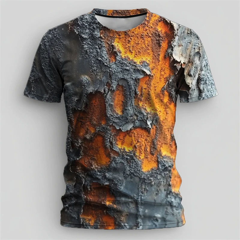 Retro Rust Graphic T Shirts For Men Summer Fashion Short Sleeve 3D Printed O Neck T-shirts Loose Streetwear Breathable Tees Tops