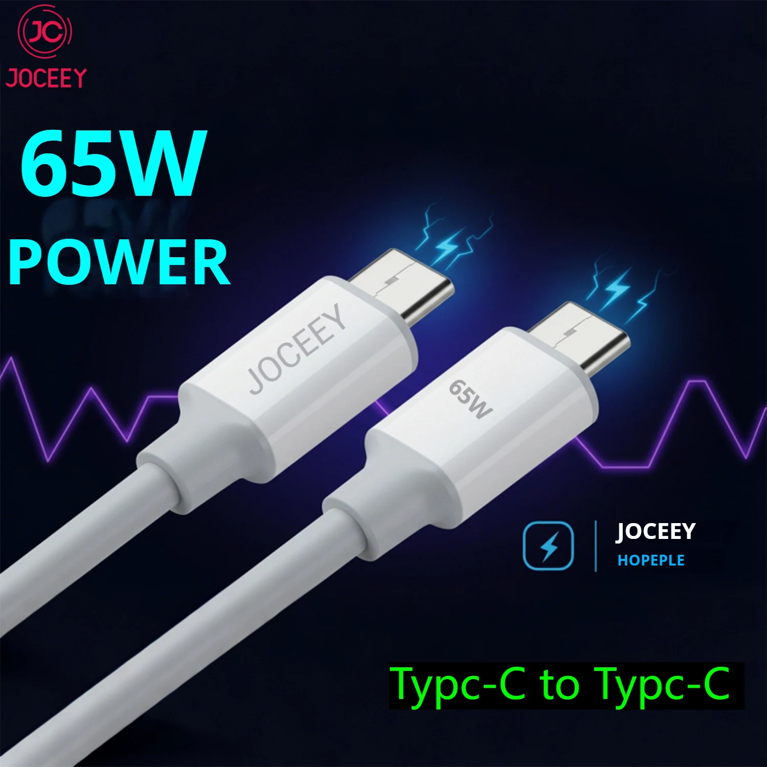 

JOCEEY Type-C Fast Charging Cable | 65W PD USB-C to USB-C | 27W Type-C to Lightning | 5A USB to Type-C | Quick Charge 4.0 & PD