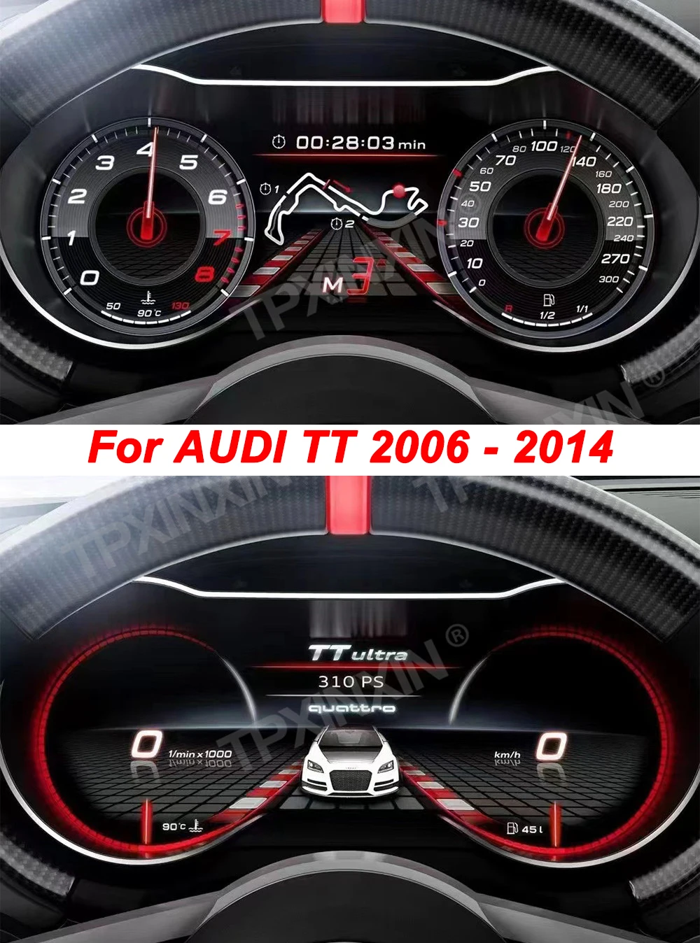 For AUDI TT 2006 - 2014 Car LCD Dashboard Panel Virtual Cockpit Digital Cluster Instrument Multimedia Speedometer GPS Unit