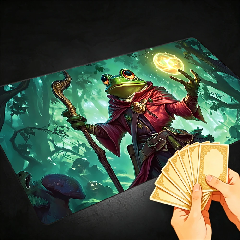 Frog Guardians TCG Playmat Magic Playmat Gathering Gaming Mat with Stitched Edge Anti-slip base 60X35cm Trading Card Game