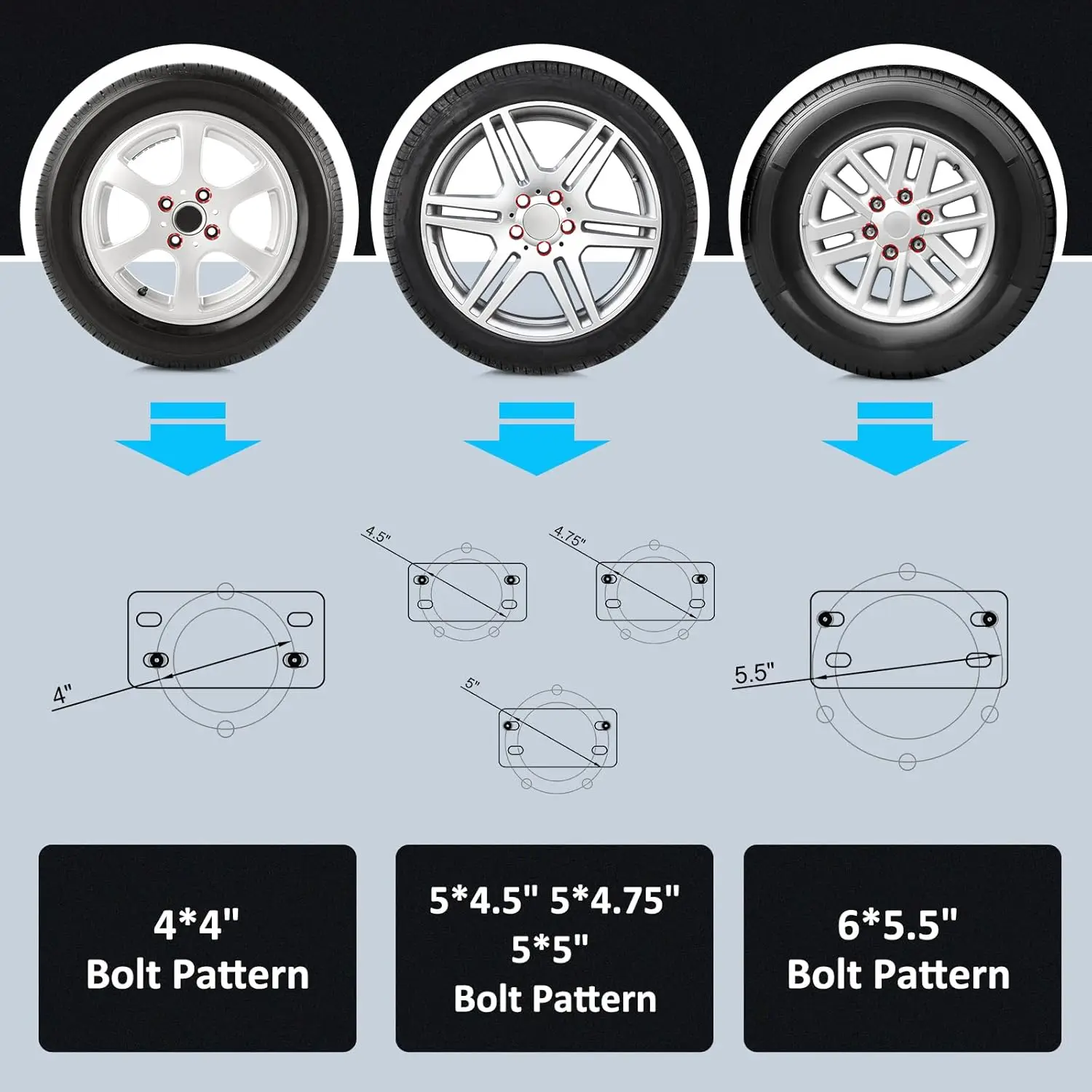 Heavy Duty Folding Trailer Spare Tire Carrier Mount, 17 Inch Elevated Bracket Holds Up to 150 Lbs, Fits Multiple Bolt Patterns