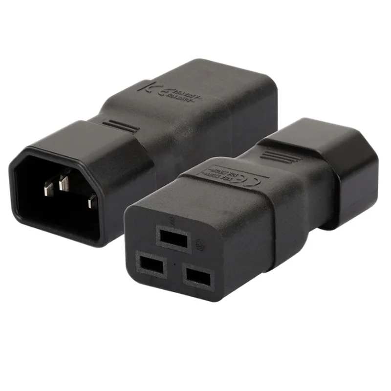 Straight Black PVC Copper 10A to 16A power adapter plug for PDU/UPS server cabinet C14 male to C19 female plug converter