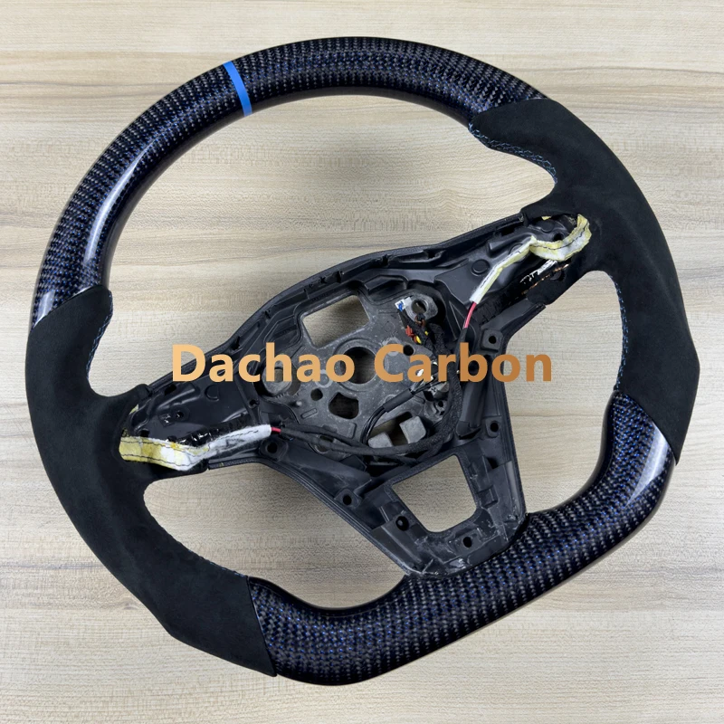 Blue Silk Real Carbon Fiber Steering Wheel For Volkswage VW Golf 8 MK8 R High Quality Leather Custom Style - view 3