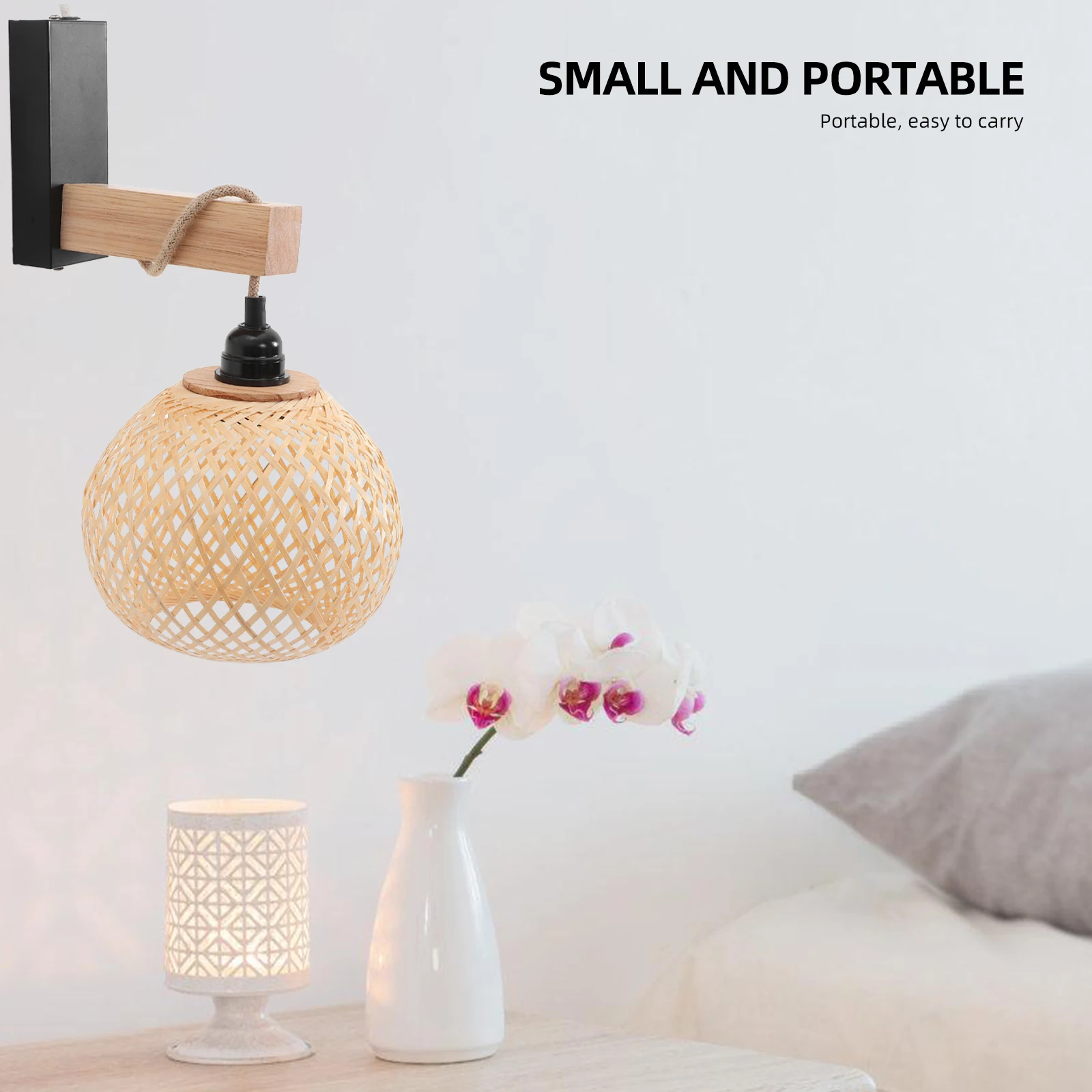 الروطان النسيج الحائط تركيب المصابيح أباجورة طلاء قاعدة سحب سلسلة شرفة الإضاءة الجدار مصباح تركيب المصابيح #5