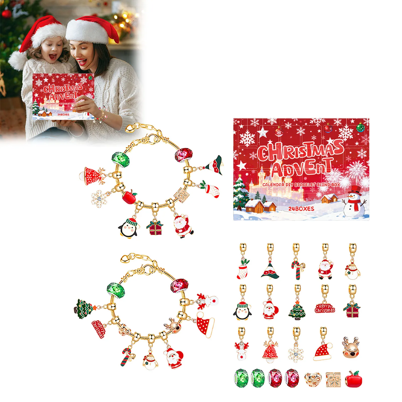 Rechargeable Kitchen Scale with Timer Advent Calendar 2025 Girls Bracelet 24 Day Xmas Countdown 30 Second Timer for Hand Washing