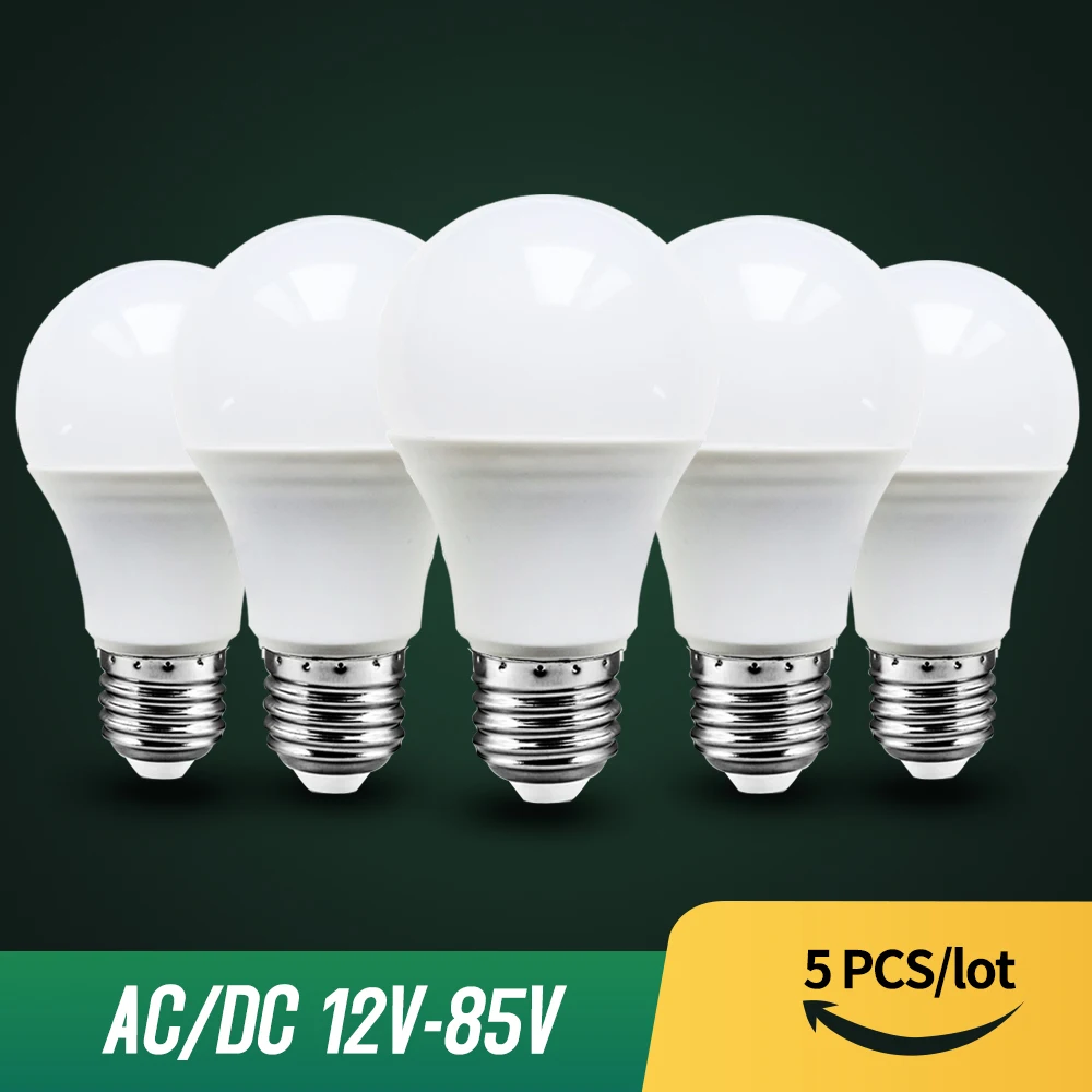 5pcs/lot  E27 LED Bulbs For DC 12V LED Lamps 3W 5W 7W 12W 15W 36W Bombilla Led Light Bulb 12 Volts Low Voltages Lighting Lampada