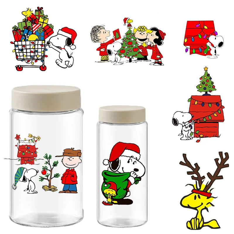 

Рождественская красная наклейка «Снупи», автомобильный фестиваль, нашивка на окно, кавайный макет студенческой комнаты, украшение, бирки, наклейки на чашку воды, подарок