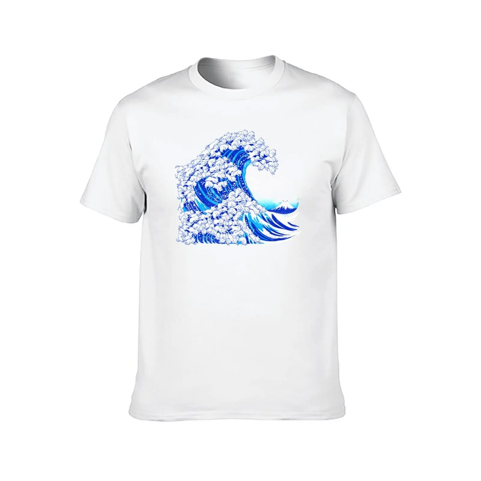 Kanagawa Cat Wave White T-Shirt Man t-shirt vintage t shirts man clothes anime shirt Men's clothing