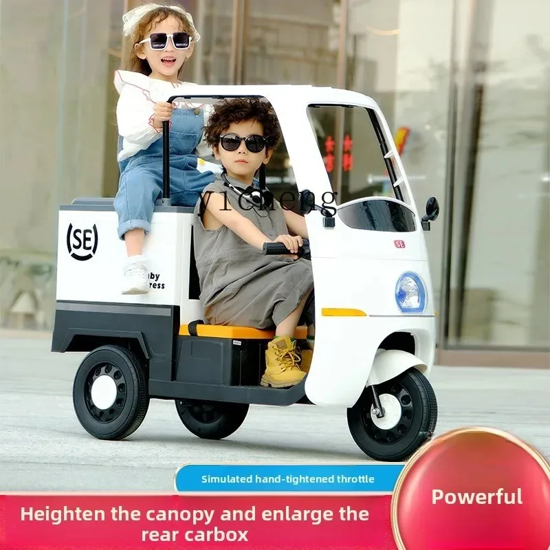 Children's Electric Three-wheeled Motorcycle Boys And Girls Baby Toys With Ceiling CarR25
