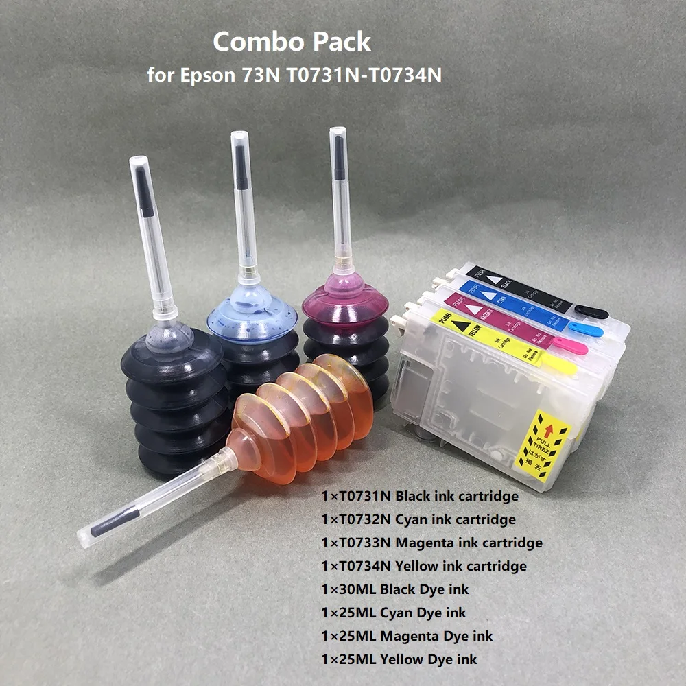 73 T0731 T0731N 73N Combo Refill Ink Kit For Epson Stylus TX210 CX3900 CX7300 CX8300 C79 C90 T40W CX5900F CX6900F Printer