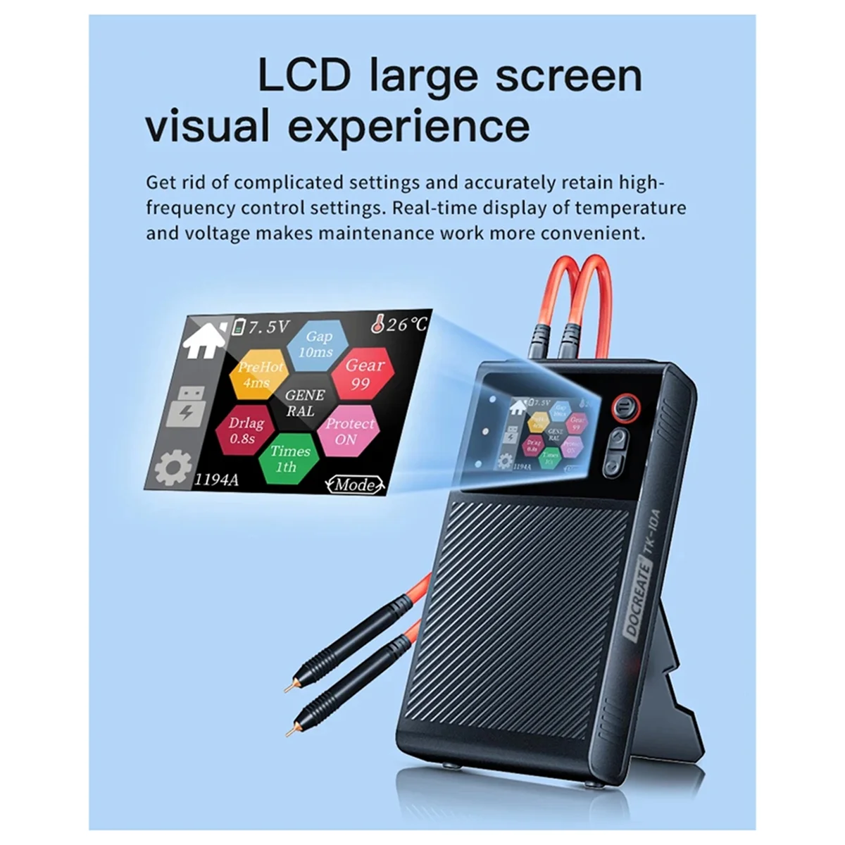 

AA98 TK-10A Double Pulse Color Screen Spot Welding Machine LCD Large Screen CNC 1200A Lithium Battery
