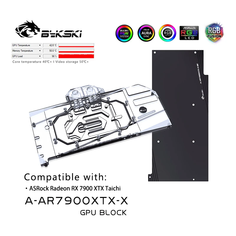 Bykski GPU Block For Asrock Radeon RX 7900 XTX Taichi Graphics Card Water Cooling System Cooler Copper Radiator A-AR7900XTX-X