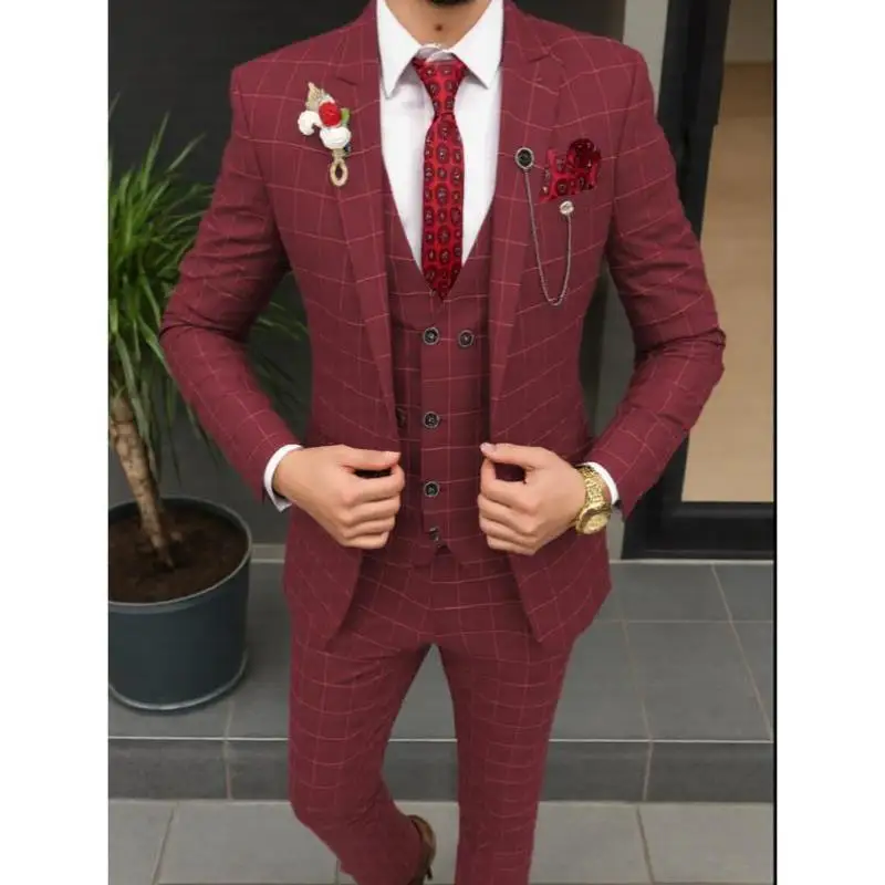 

Casual Plaid Tee-Piece Suit for Men New Model Imported Autumn Season Seven-Quarter Sve Length No Brand Label