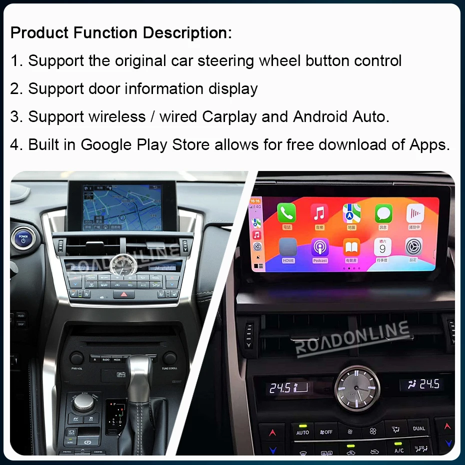 10.25Inch For For Lexus NX200 NX300 2014-2020 1920*720 Android 12 Octa Core 8+256GB GPS Car Multimedia Video Player Stereo Radio