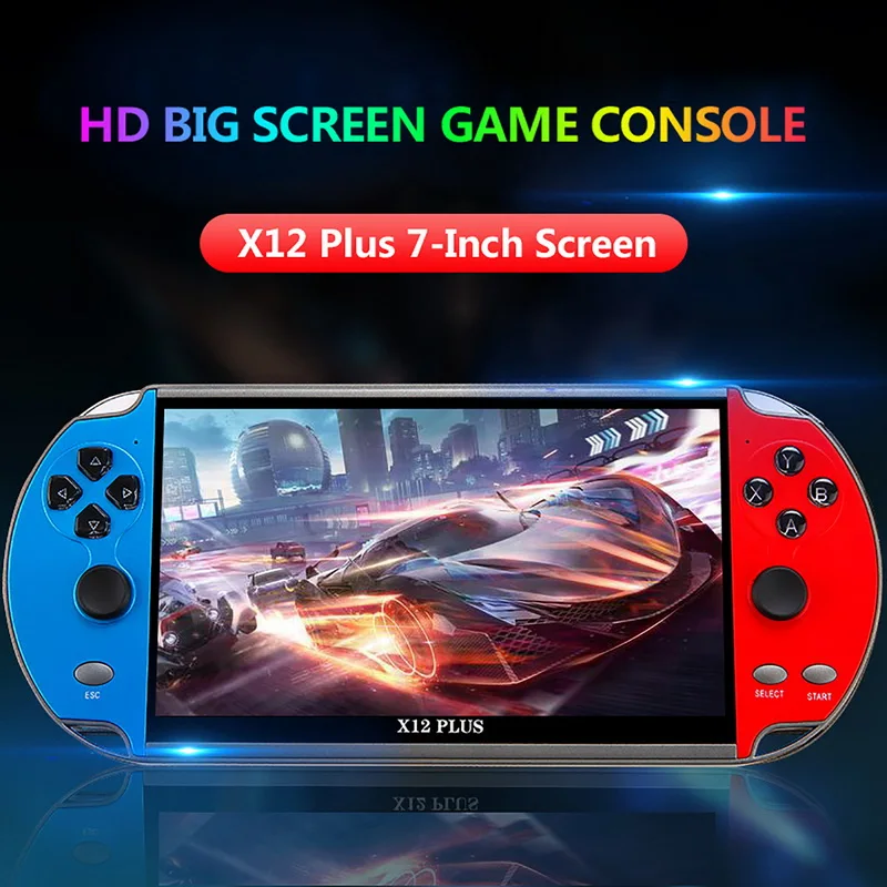 

X12 Plus Handheld Game Console 7 Inch Screen Handheld Game Player 10000+ HD Games Portable Video Game Console AV/TV Output Gift