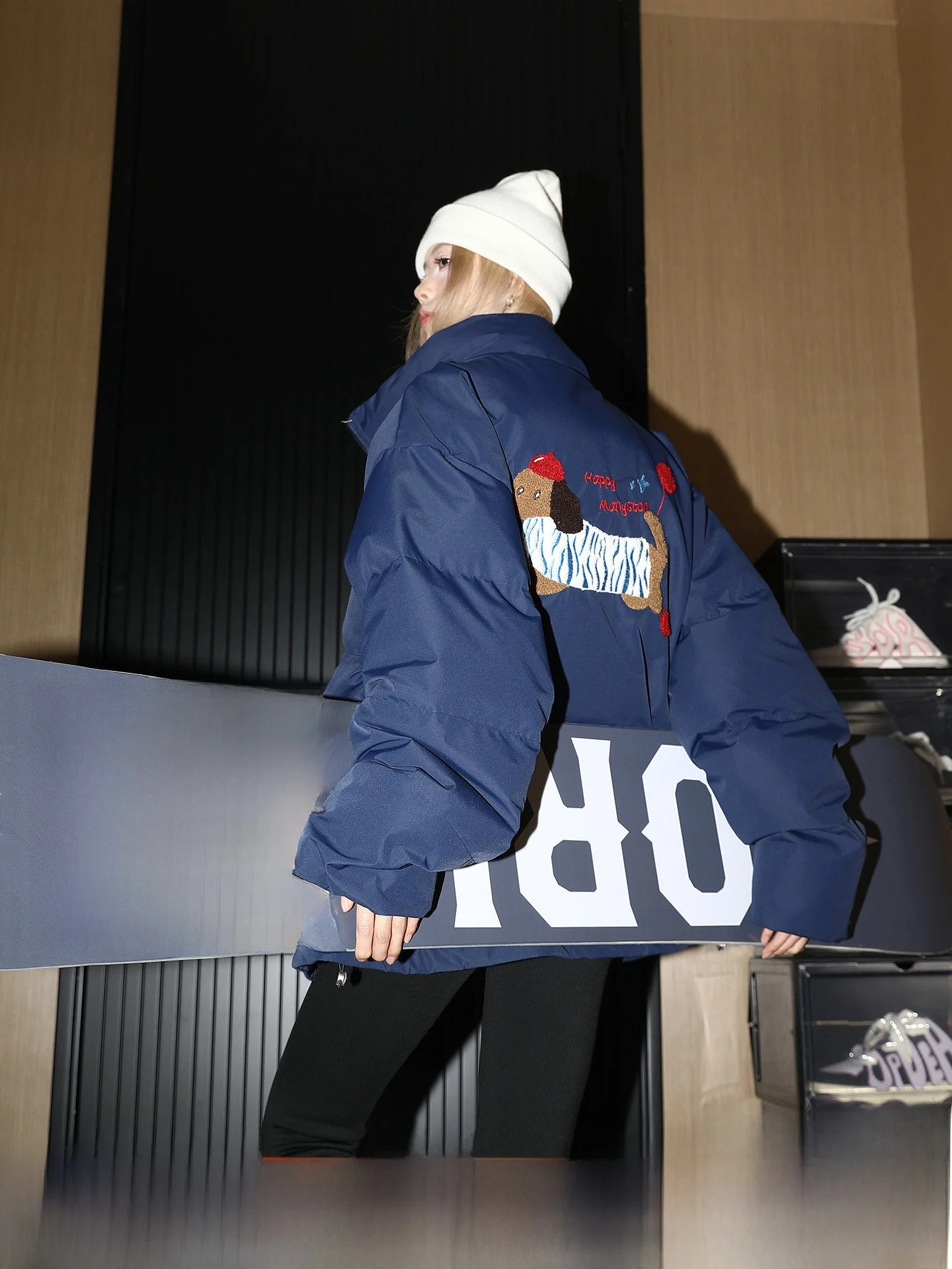 

Manyston Thiened Warm Cotton Jaet Women's Loose Sle Bread Coat Street Sle Embroidered Polyester Fabric Winter Outerwear