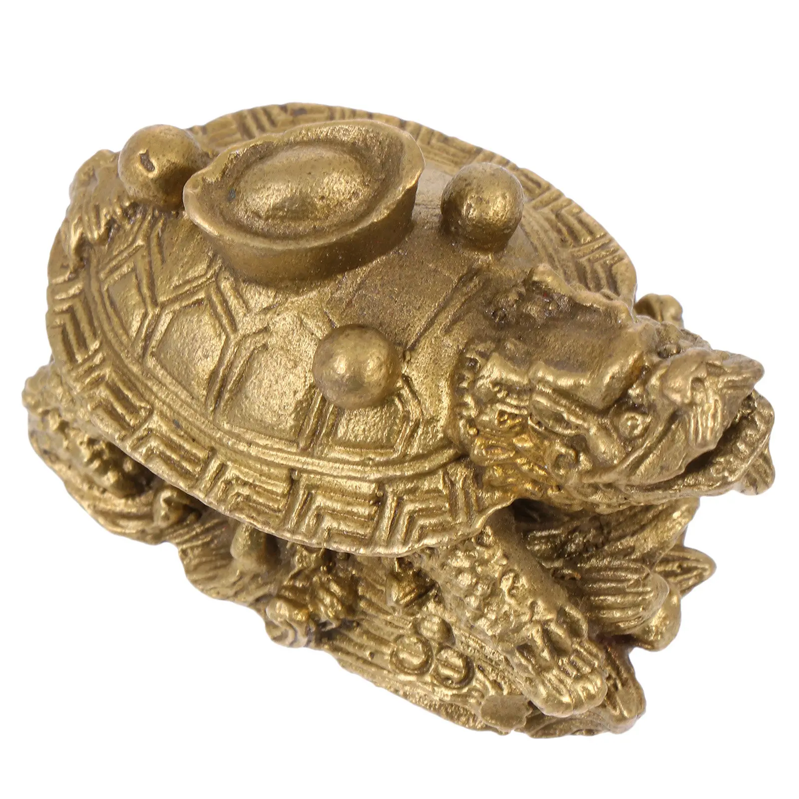 1Pcs Copper Dragon Turtle Ingot Ornament Luck Decor Desktop Adornment Home Office Exquisite Craft Compact Size Non Deformable