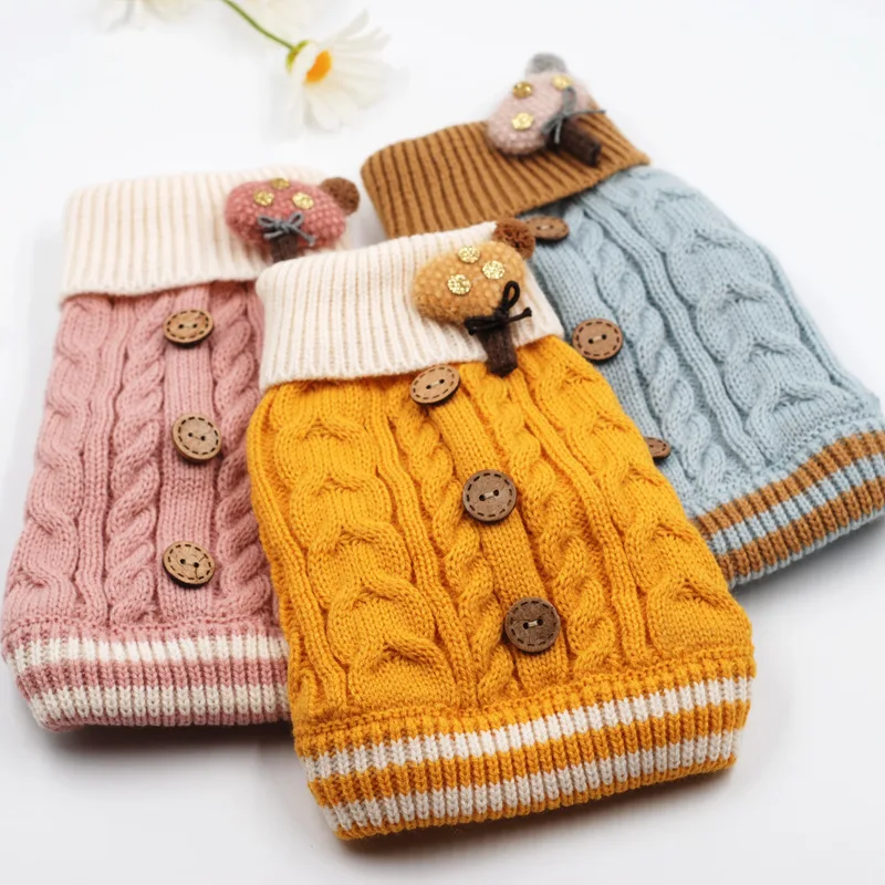 

Classic Knitted Pet Sweater Sweet Color Dog Clothes for Small Dogs Winter New Year's Dog Jacket without Sleeves Cat Clothing