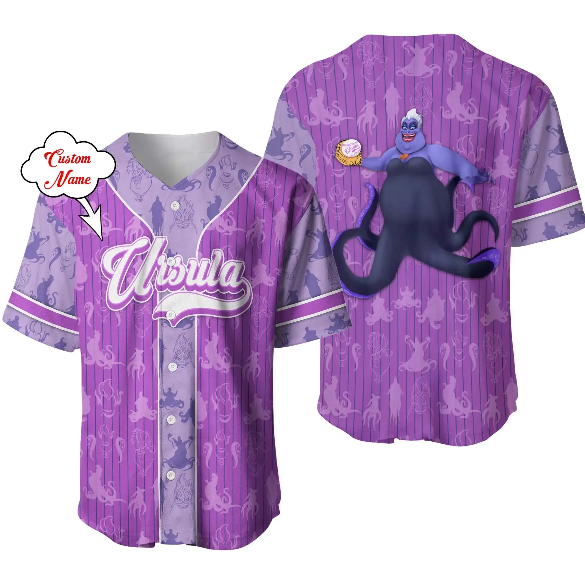 2024 New Disney Baseball Jersey Ursula Baseball Shirt Casual Fashion Street Free Customized Name Baseball Shirt